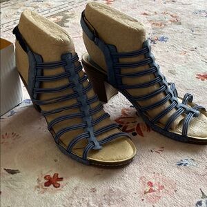 JBU Blue and Beige Strappy Heels